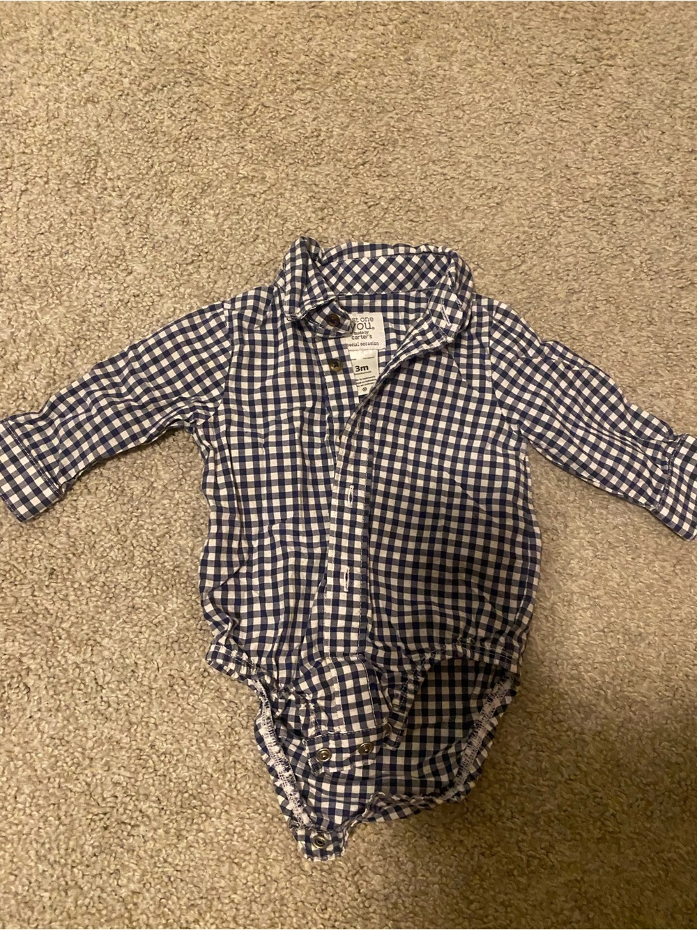 Carter's Navy and White Gingham Button-Front Bodysuit